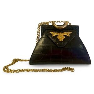 VTG Glen Miller for Ann Turk Black Leather & Gold Purse